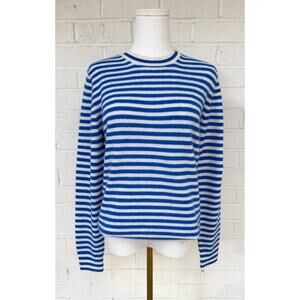 Banana Republic Blue White Striped Cashmere Crew Neck Pullover Sweater Small